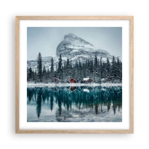 Plakat i ramme af lyst egetræ - En canadisk retræte - 50x50 cm