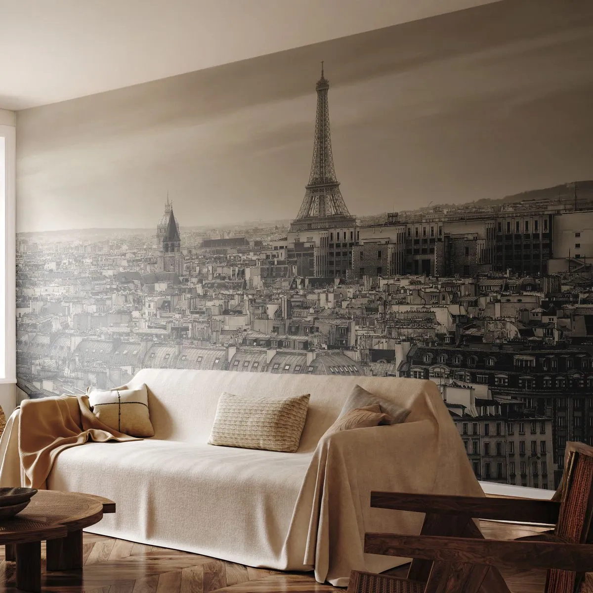 Fototapet Premium Sand - Over Paris' hustage - By, Paris, Arkitektur - 300x210 cm