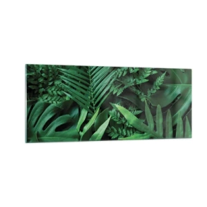 Billede på glas - Kranset i grønt - 100x40 cm