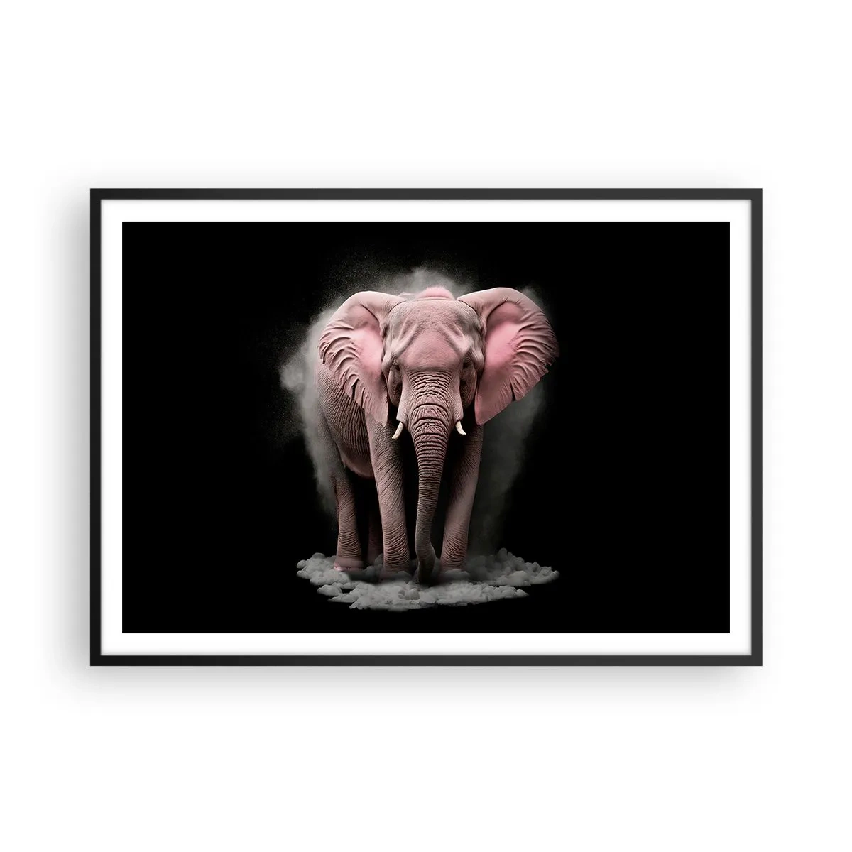 Plakat i sort ramme - Tænk ikke på en lyserød elefant! - 100x70 cm