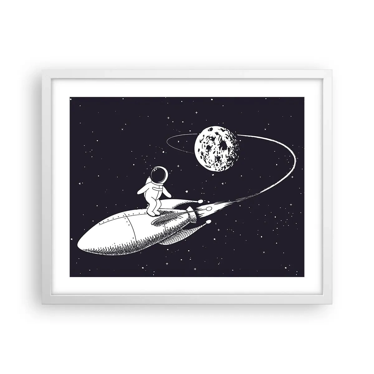 Plakat i hvid ramme - Space surfer - 50x40 cm