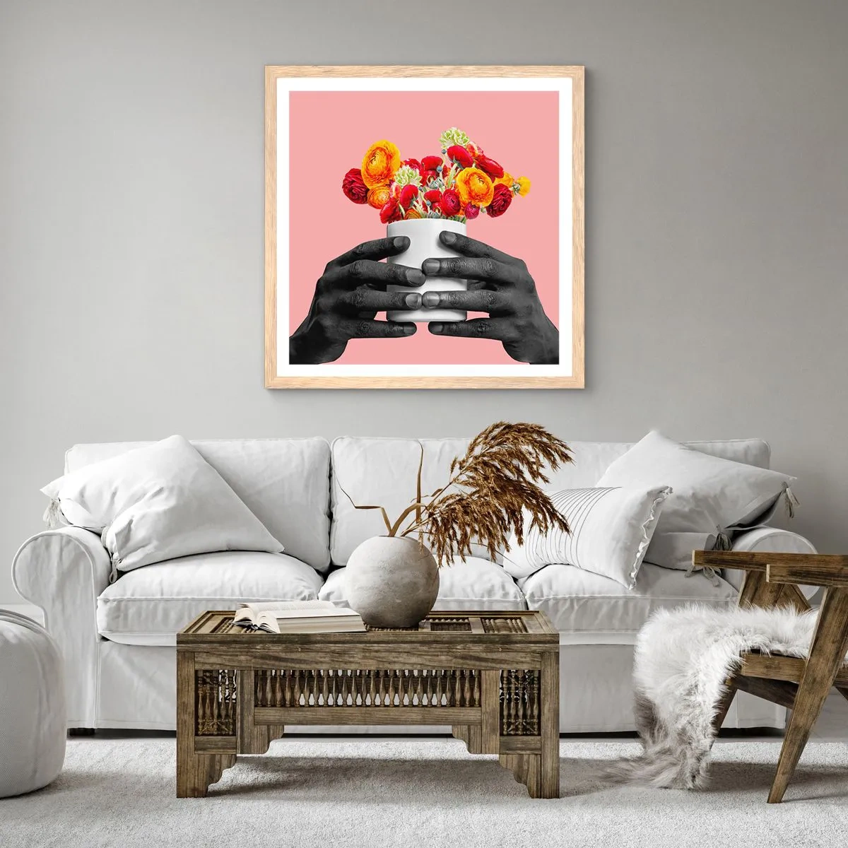 Plakat i ramme af lyst egetræ - Livets apotheose - 60x60 cm