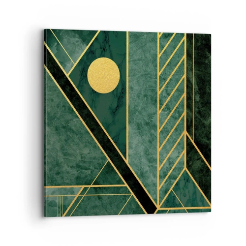 Lærredstryk - Billede på lærred - Dynamikken i guld og azurblå - 70x70 cm