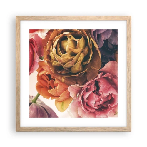 Plakat i ramme af lyst egetræ - Fejring af livet - 40x40 cm