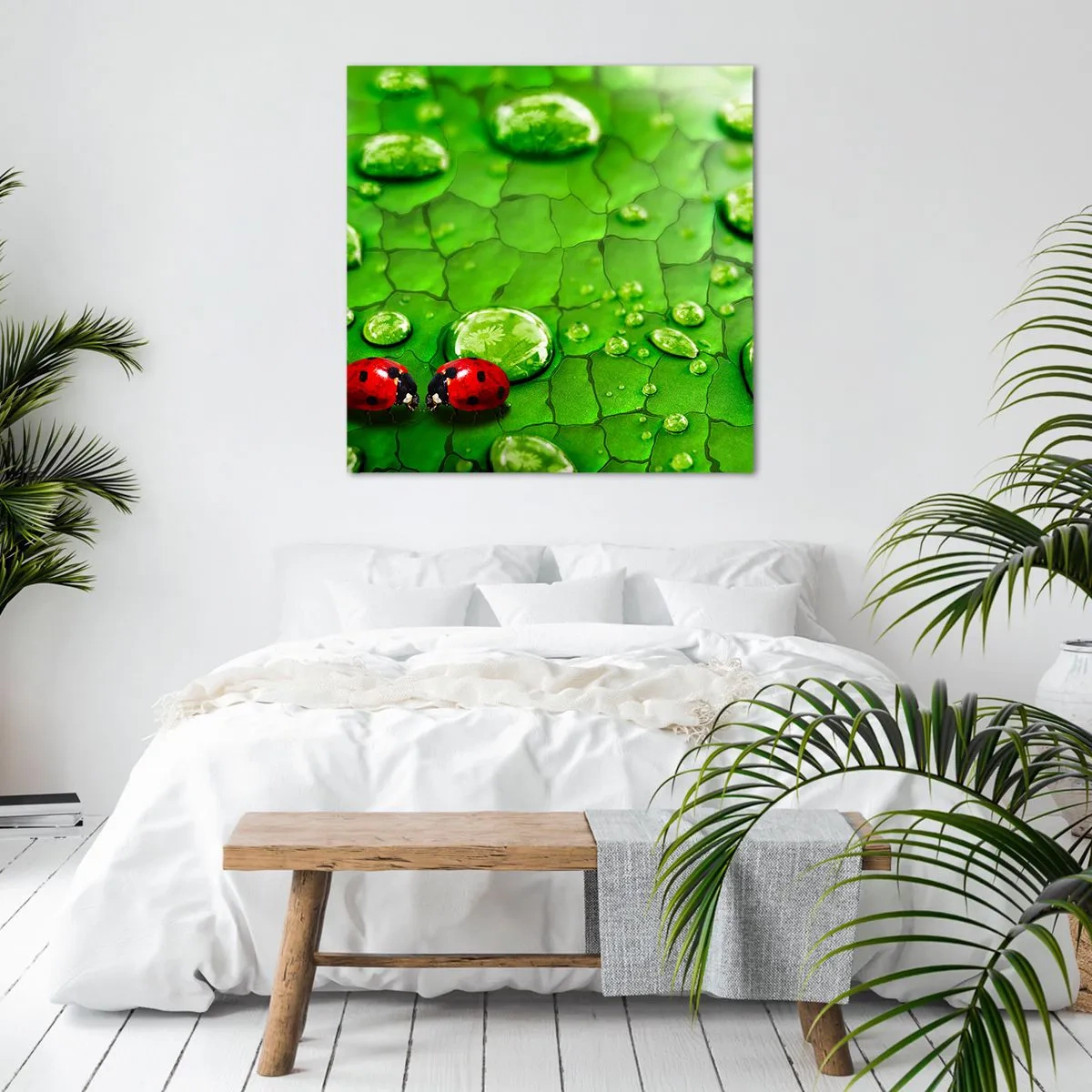Lærredstryk - Billede på lærred - Møde i det grønne - 60x60 cm