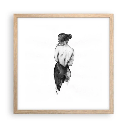 Plakat i ramme af lyst egetræ - Med hende forsvinder verden - 40x40 cm