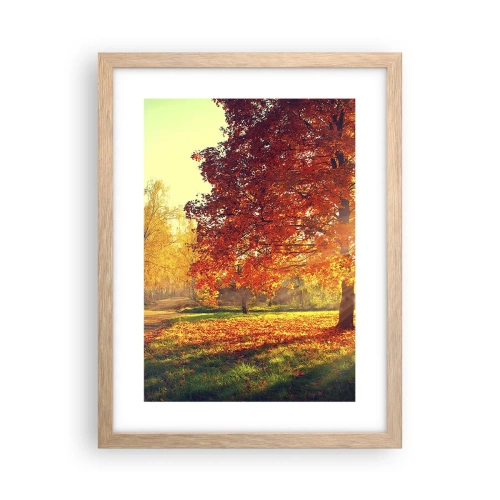 Plakat i ramme af lyst egetræ - Rød er smuk - 30x40 cm