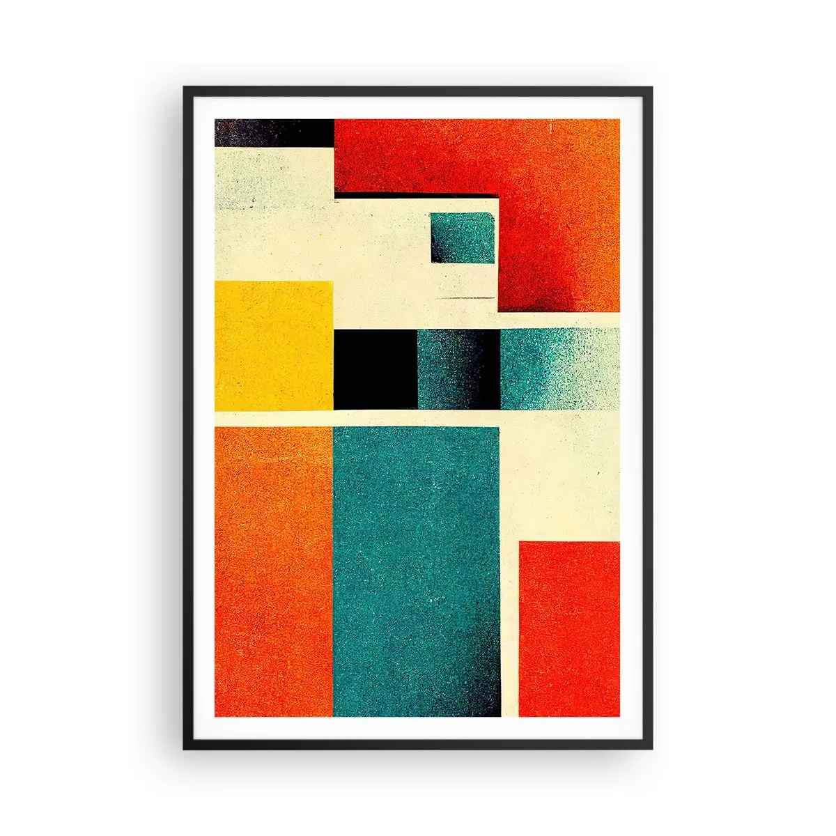 Plakat i sort ramme - Geometrisk abstraktion - god energi - 70x100 cm
