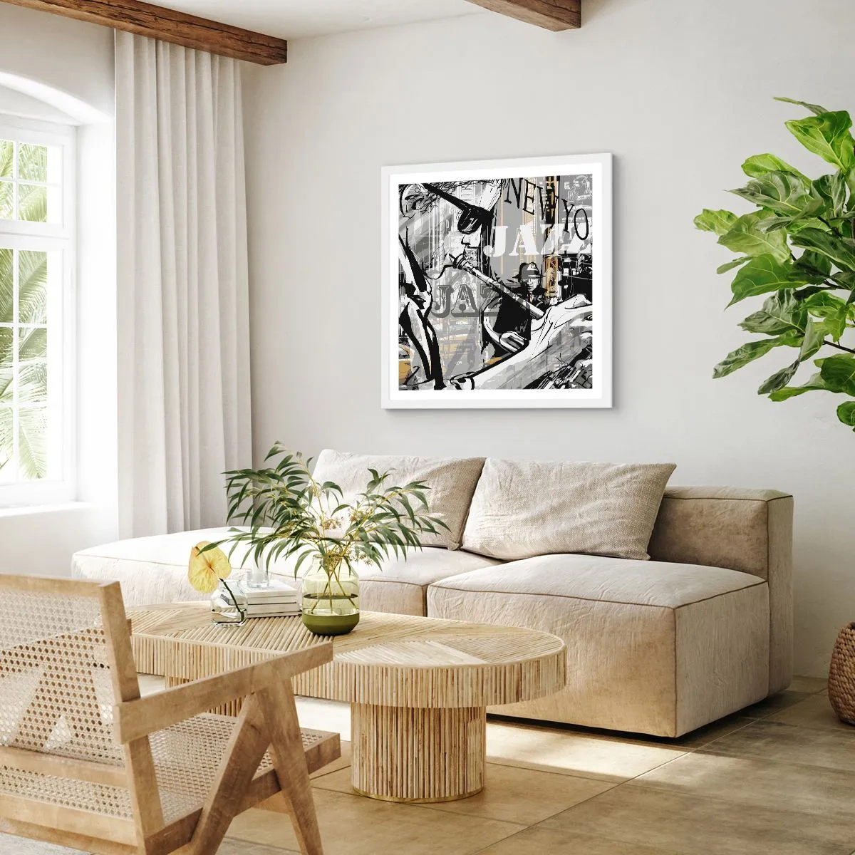 Plakat i hvid ramme - Til New Yorks rytme - 50x50 cm