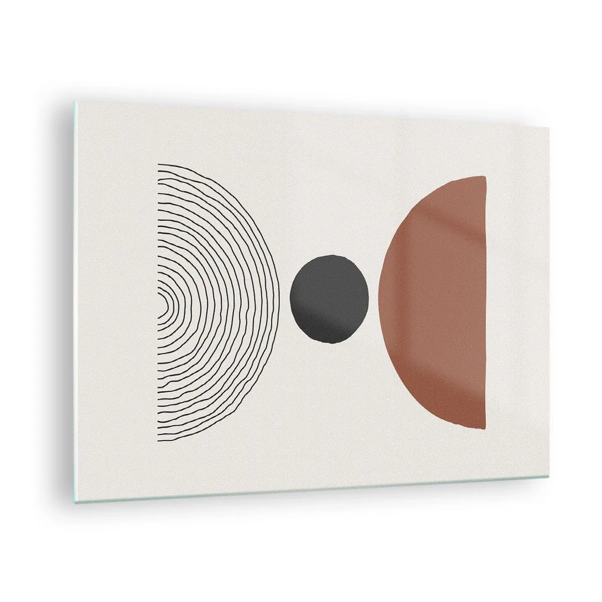 Billede på glas - Abstrakte geometriske former på en lys baggrund - 70x50cm - I rampelyset - Moderne vægdekoration til stue og soveværelse ARTTOR