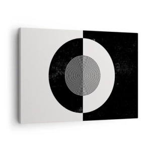Lærredstryk - Billede på lærred - Grafisk mønster i kontrasterende sort og hvid - 70x50cm - Harmoni i sort og hvidt - Moderne vægdekoration til stue og soveværelse ARTTOR