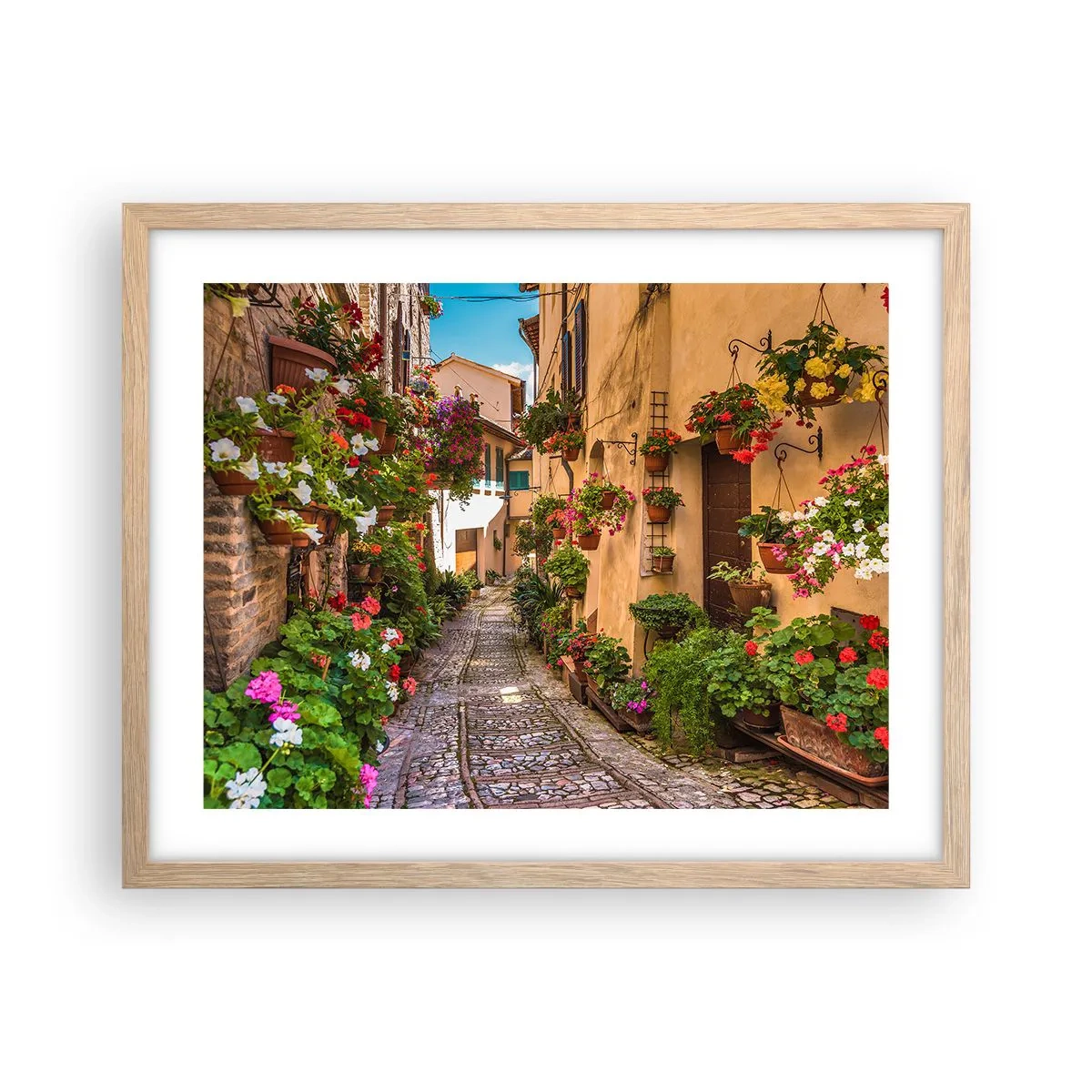 Plakat i ramme af lyst egetræ - Italiensk gyde - 50x40 cm