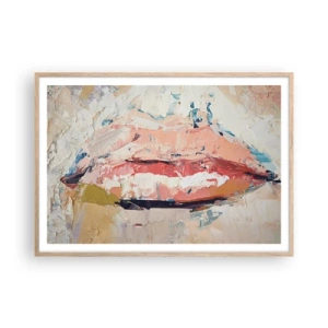 Plakat i ramme af lyst egetræ - Vækker sanserne - 100x70 cm