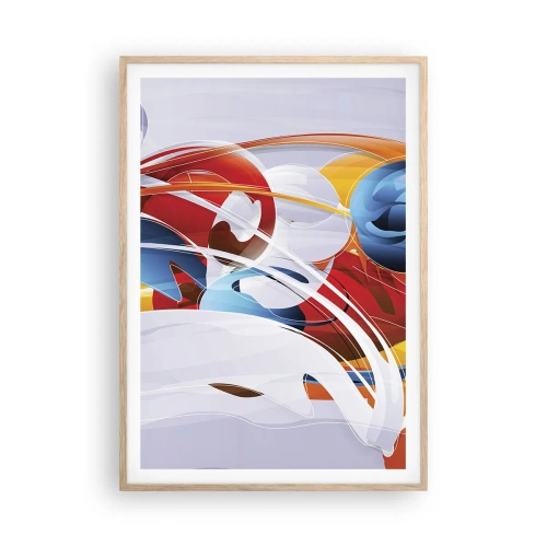 Plakat i ramme af lyst egetræ - Elementernes dans - 70x100 cm