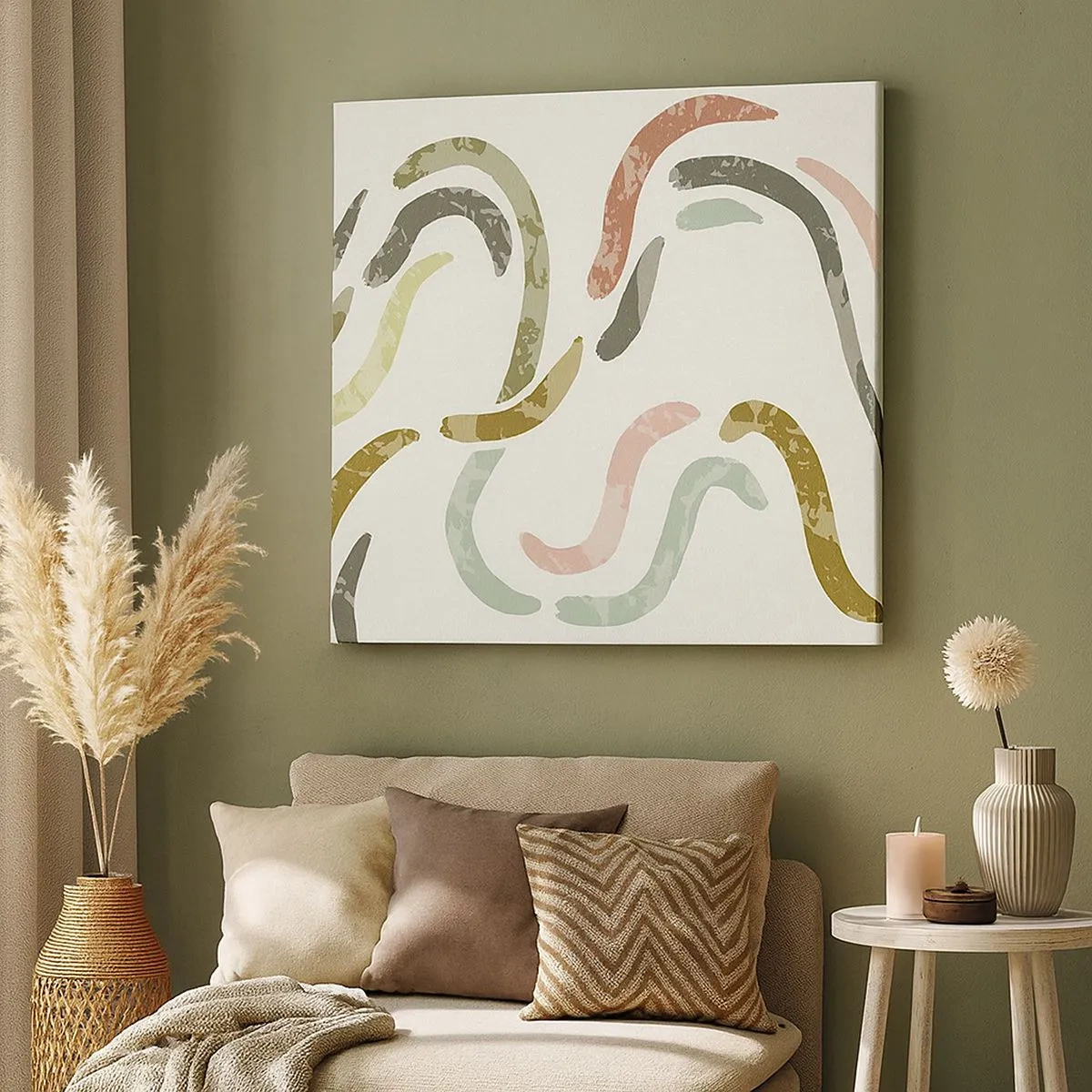 Lærredstryk - Billede på lærred - Abstraktionens glade dans - 30x30 cm