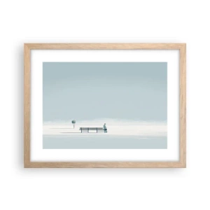 Plakat i ramme af lyst egetræ - Ja, jeg venter. - 40x30 cm