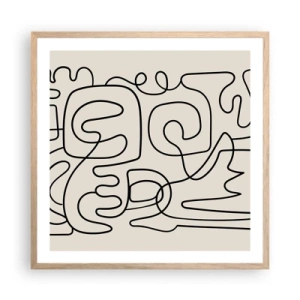 Plakat i ramme af lyst egetræ - På sporet - 60x60 cm