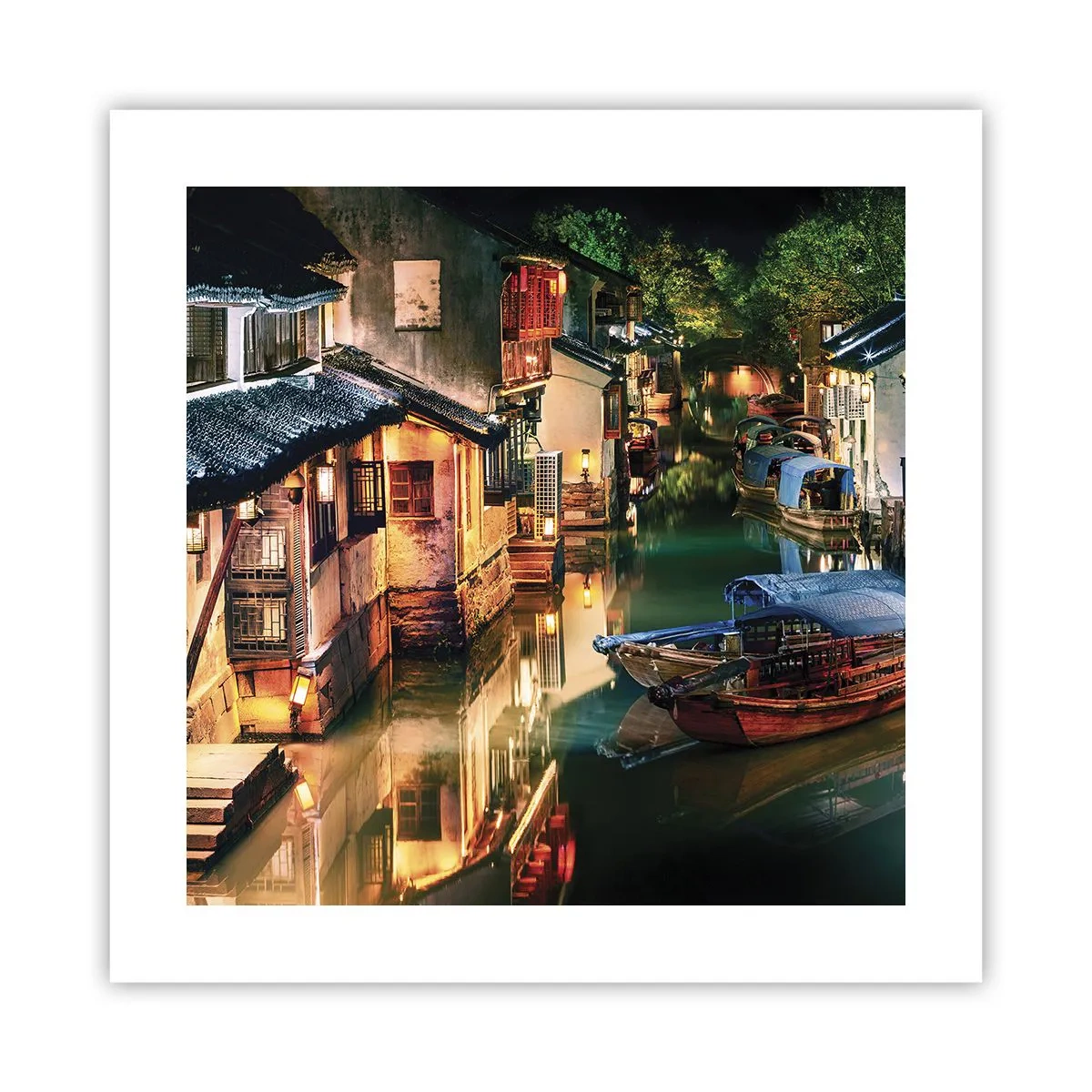 Plakat - En aften på en kinesisk gade - 40x40 cm