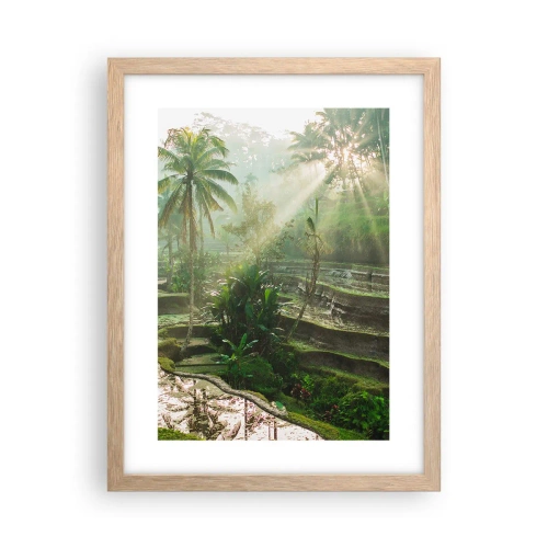 Plakat i ramme af lyst egetræ - Voksende op i solen - 30x40 cm