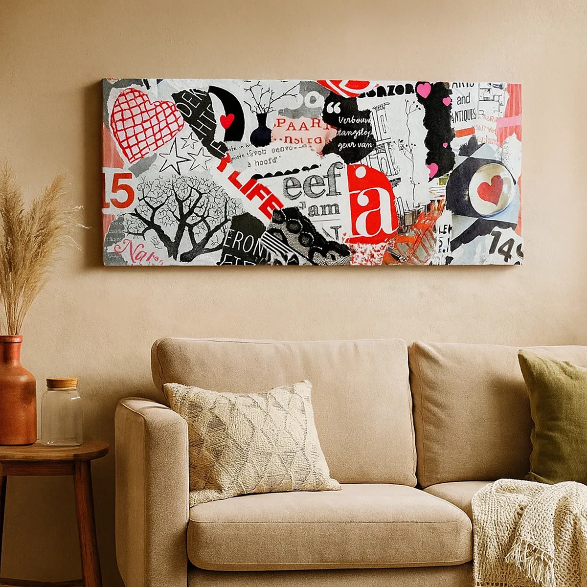 Lærredstryk - Billede på lærred - Hipster collage - 30x30 cm