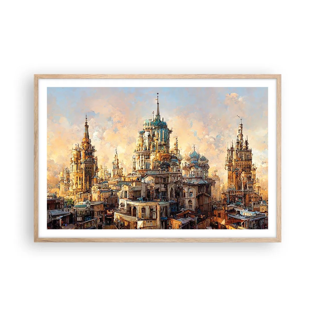 Plakat i ramme af lyst egetræ - En by af byer - 91x61 cm