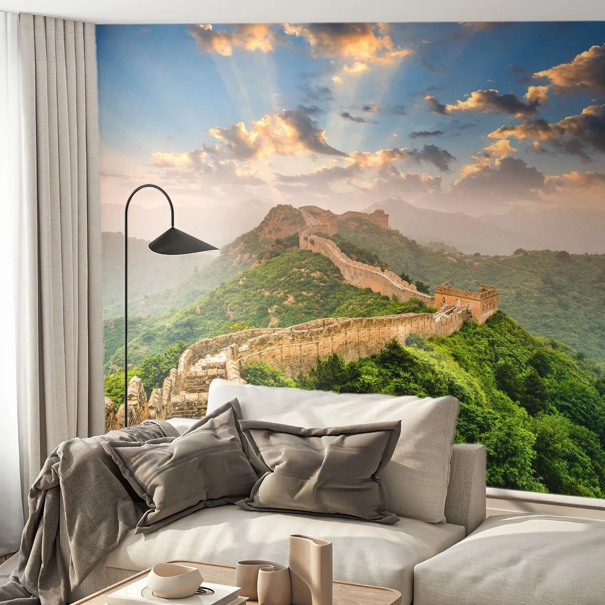 Fototapet Premium Sand - Uforanderlig storhed - Landskab, Den kinesiske mur, Asien - 100x70 cm