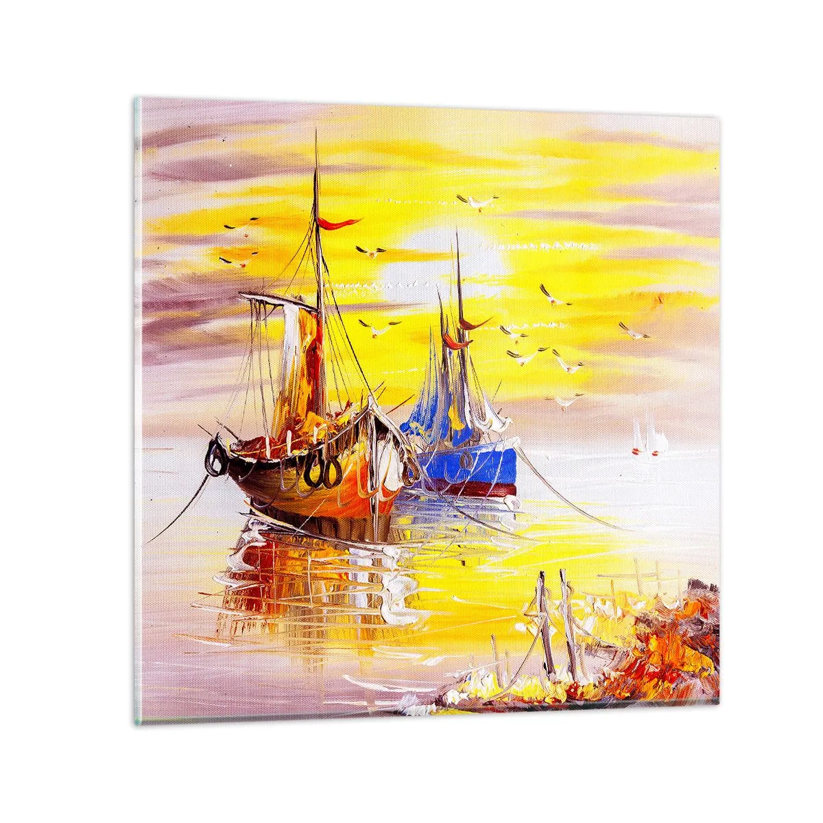 Billede på glas - Et velfortjent hvil i havnen - 40x40 cm