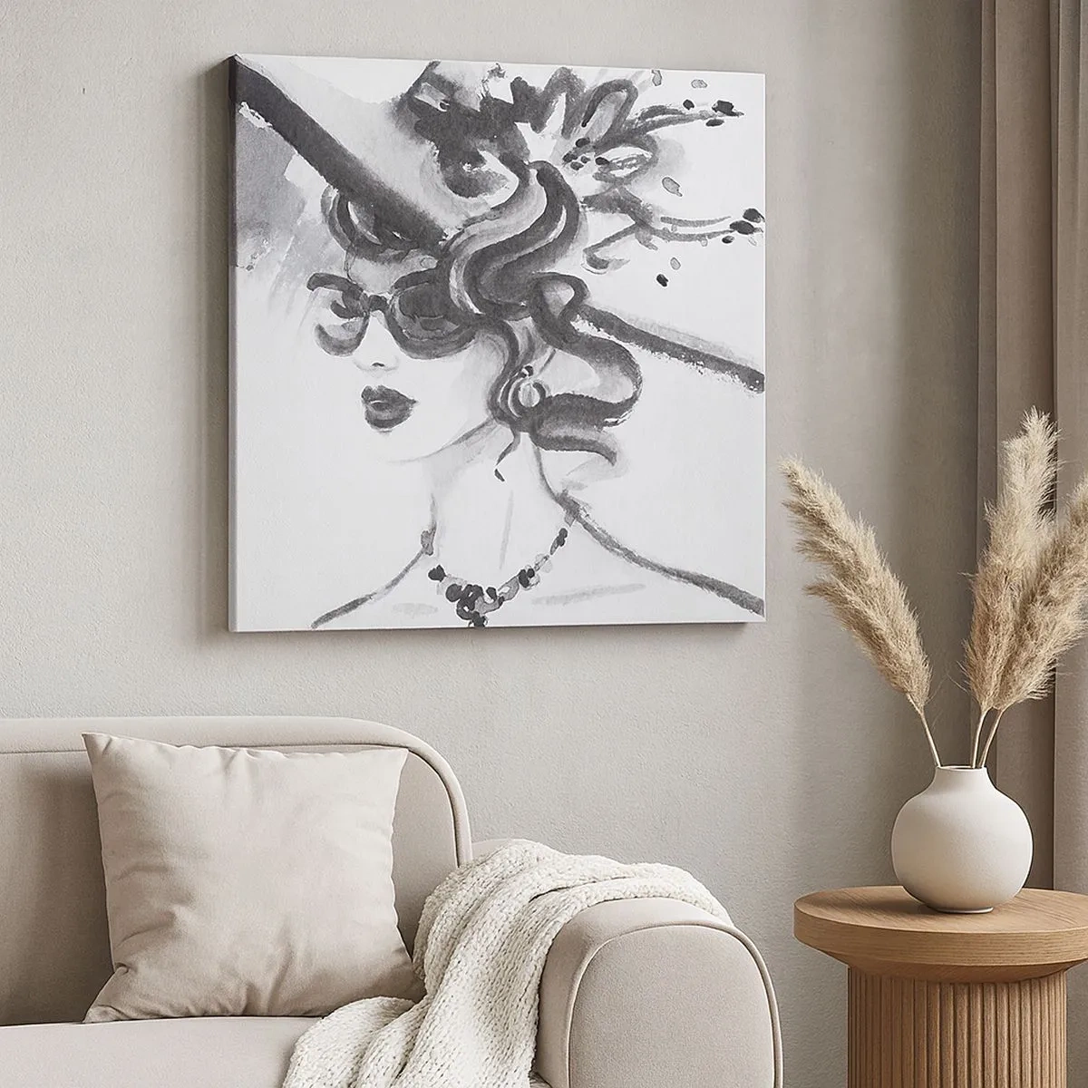 Lærredstryk - Billede på lærred - Dame med karakter - 30x30 cm