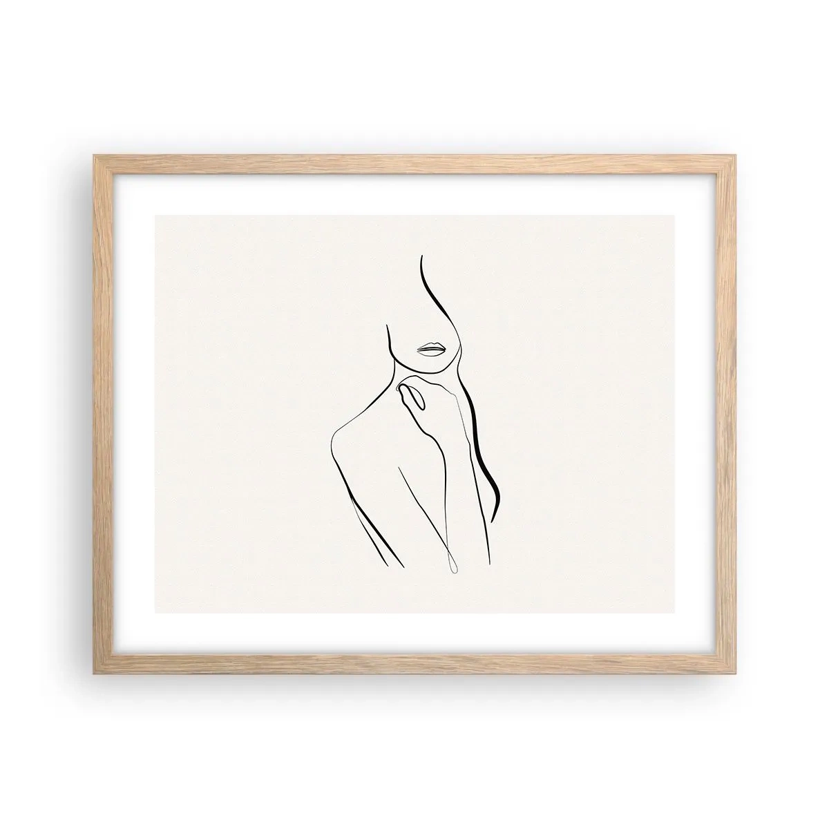 Plakat i ramme af lyst egetræ - Bølge af melankoli - 50x40 cm