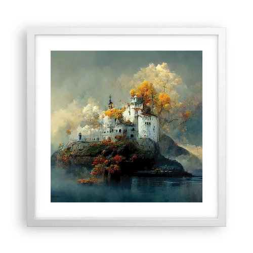 Plakat i hvid ramme - Begyndelsen på en romantisk historie - 40x40 cm