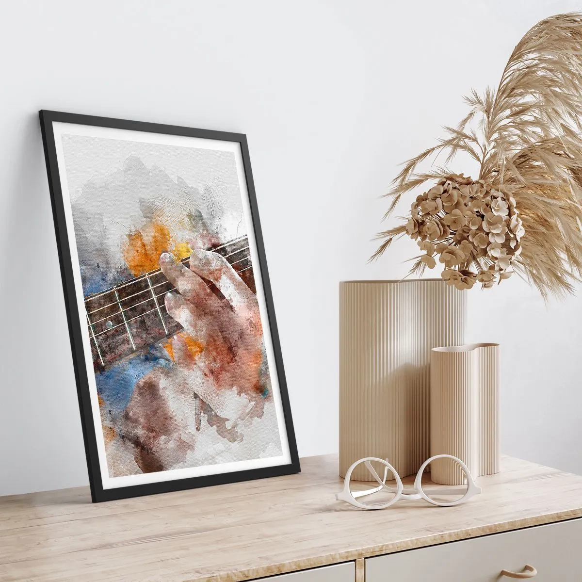 Plakat i sort ramme - Poesi mellem strengene - 40x50 cm