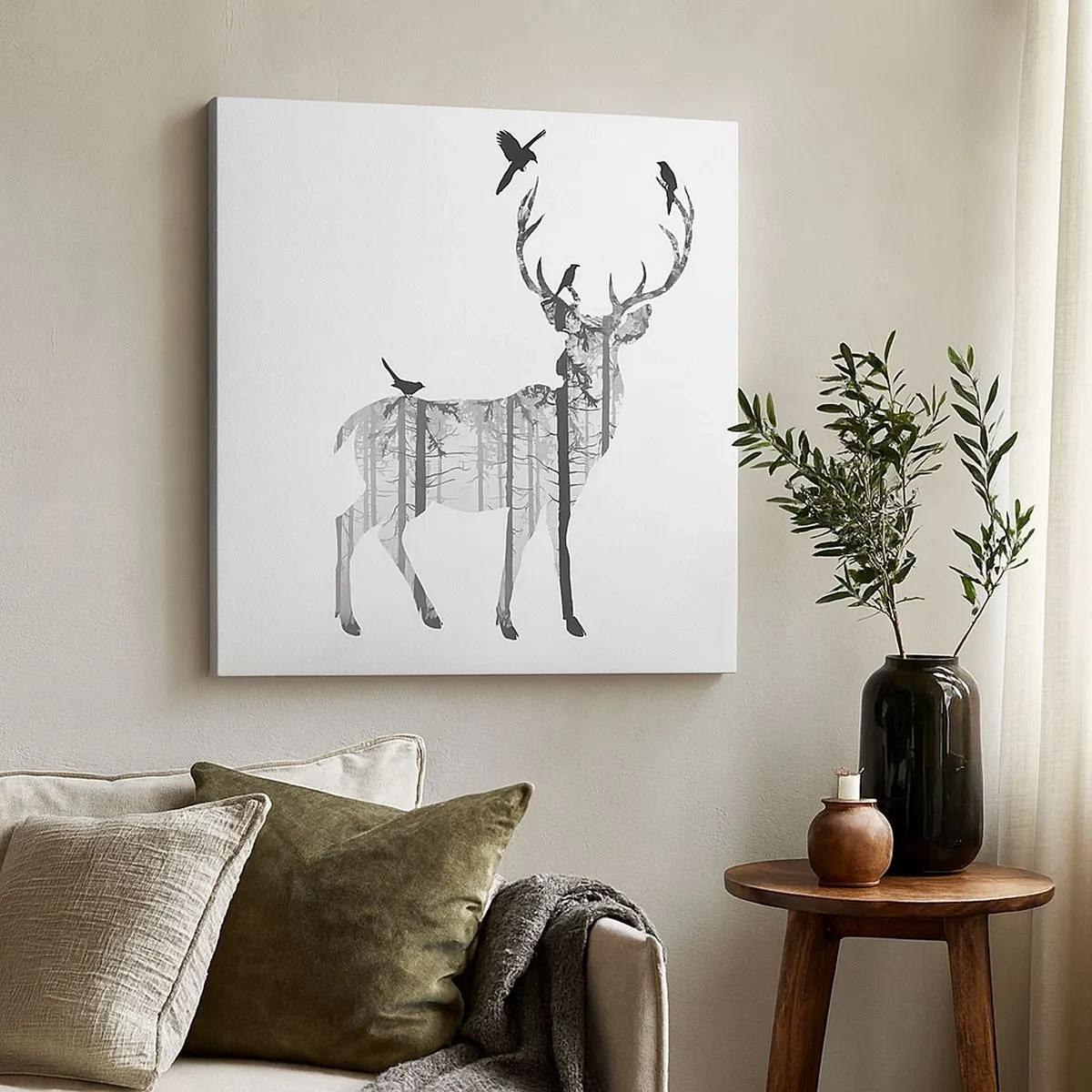 Lærredstryk - Billede på lærred - Skovens gode ånd - 30x30 cm