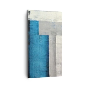 Lærredstryk - Billede på lærred - Poetisk komposition af grå og blå - 45x80 cm