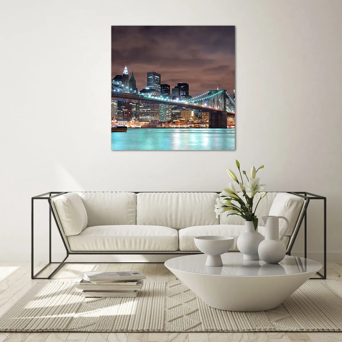 Billede på glas - Lys i den store by - 70x70 cm