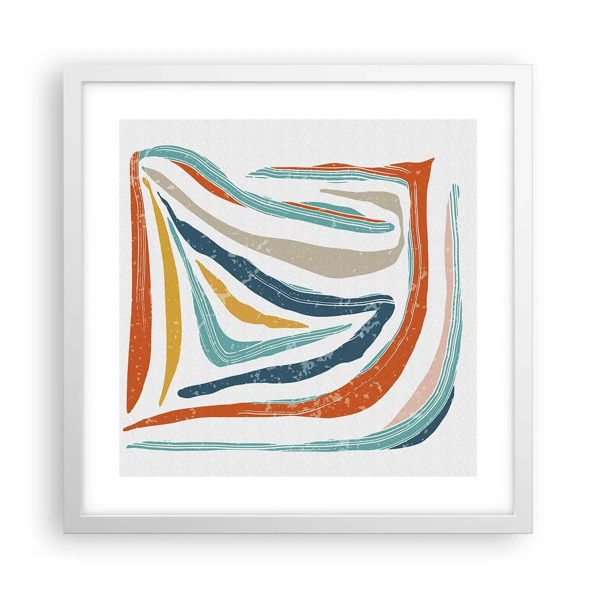 Plakat i hvid ramme - Venligt smilende abstraktion - 40x40 cm