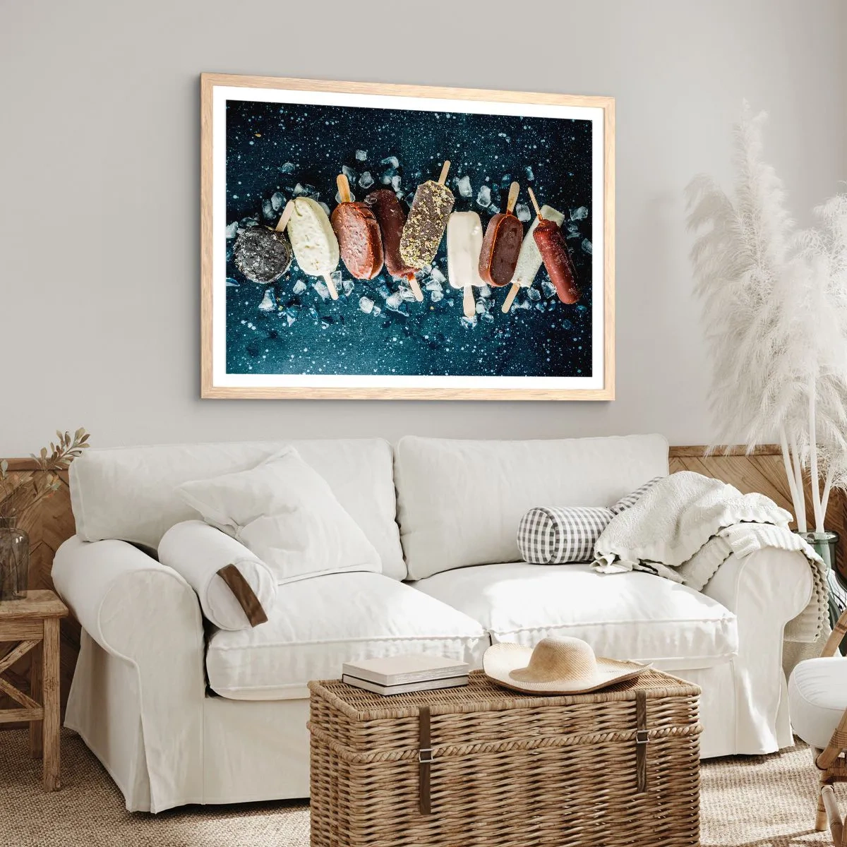 Plakat i ramme af lyst egetræ - En smag af varm sommer - 100x70 cm