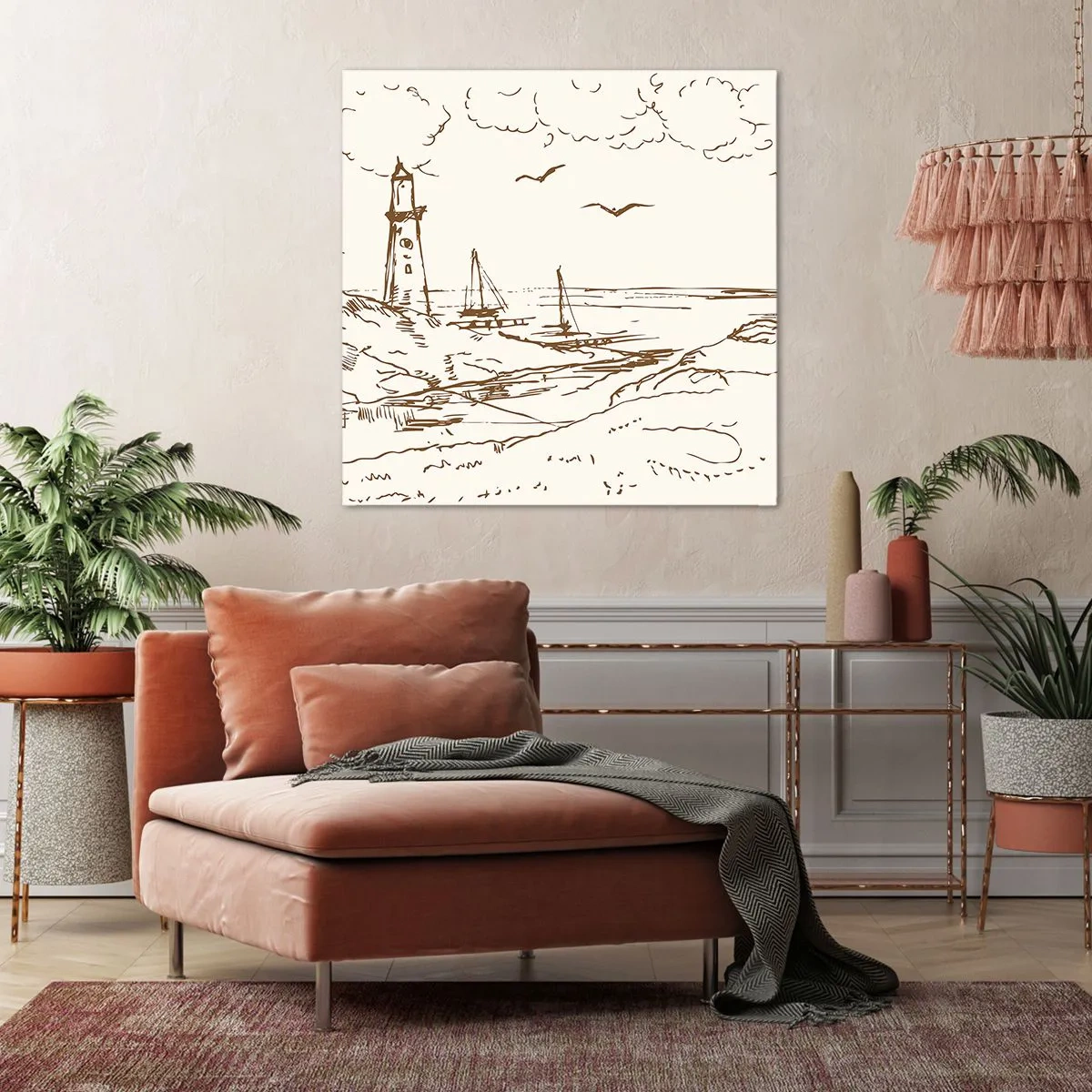 Lærredstryk - Billede på lærred - Oversigt over sommerminder - 50x50 cm