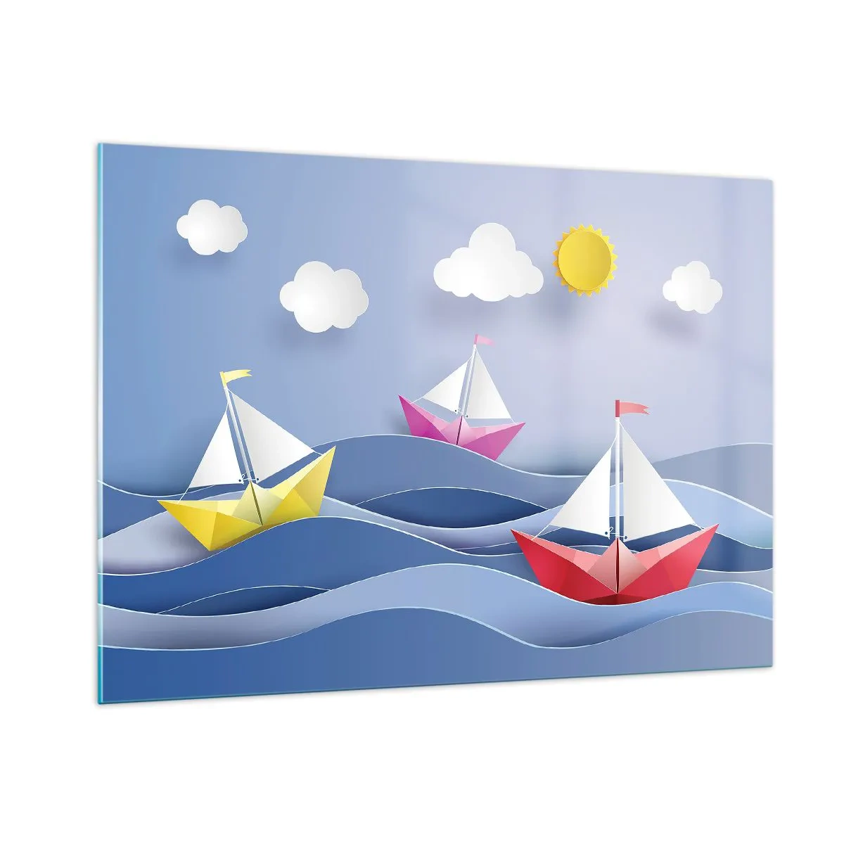 Billede på glas - Ah, hvor dejligt at svinge sig mellem bølgerne - 100x70 cm