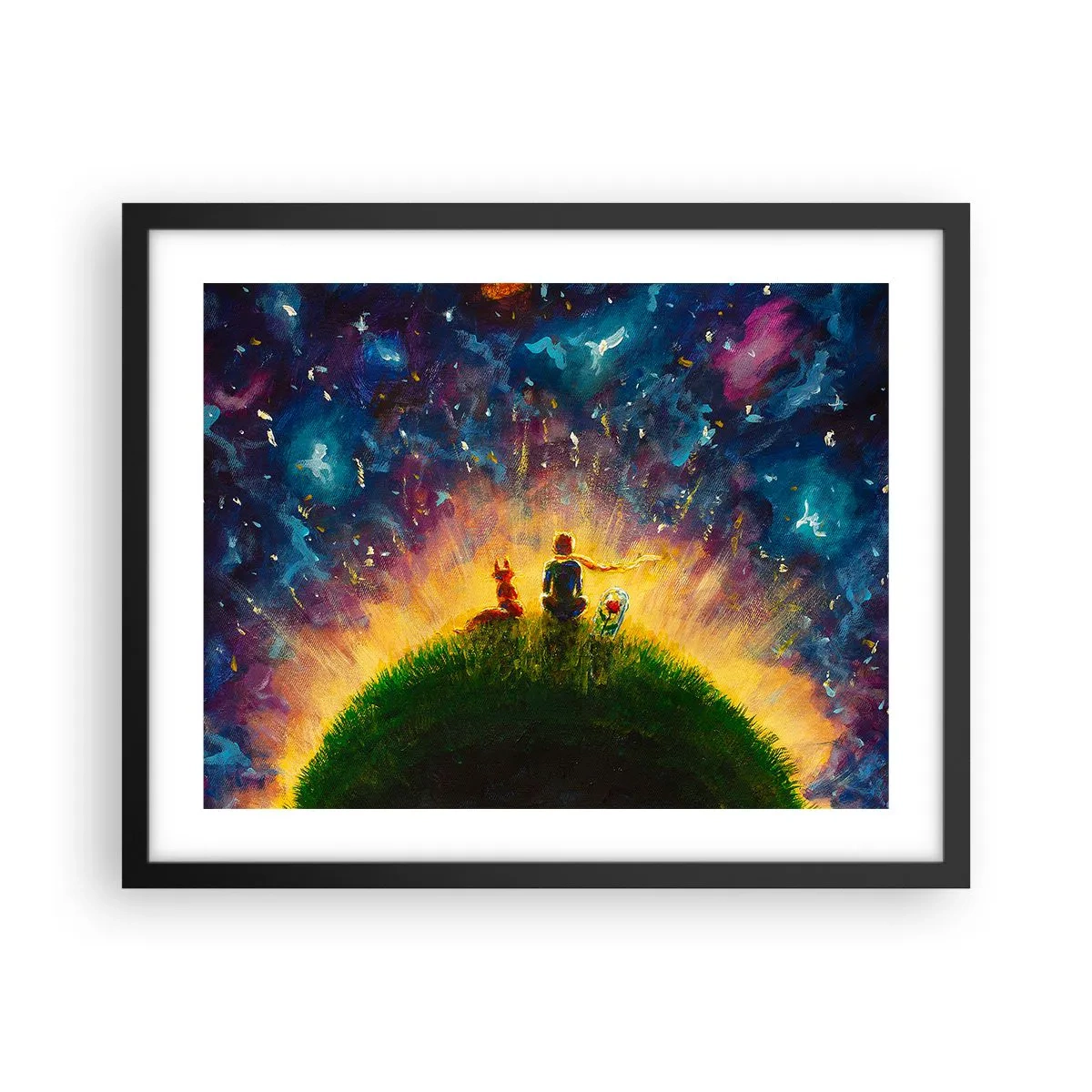 Plakat i sort ramme - Kærlighed og venskab - hele verden - 50x40 cm