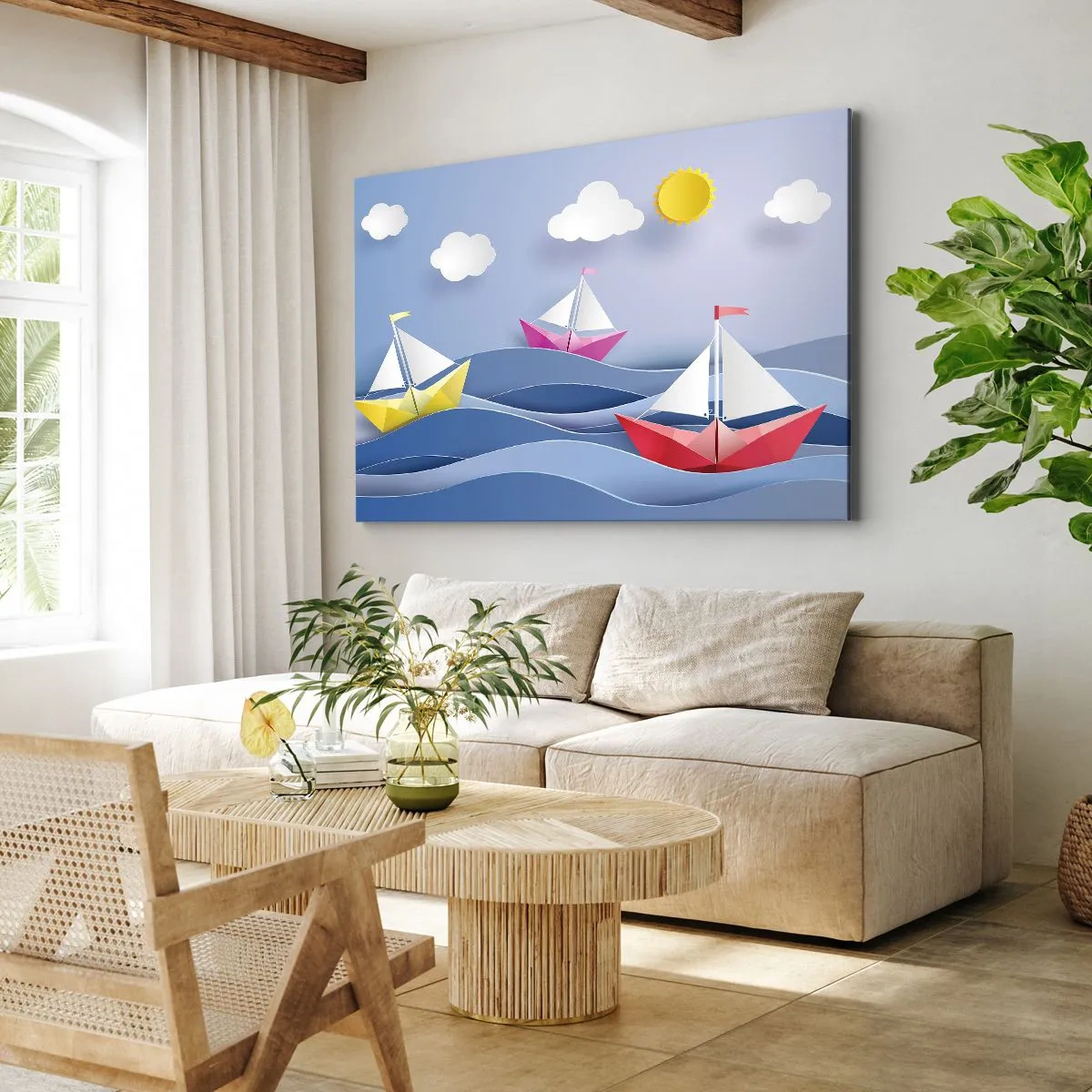 Lærredstryk - Billede på lærred - Ah, hvor dejligt at svinge sig mellem bølgerne - 120x80 cm