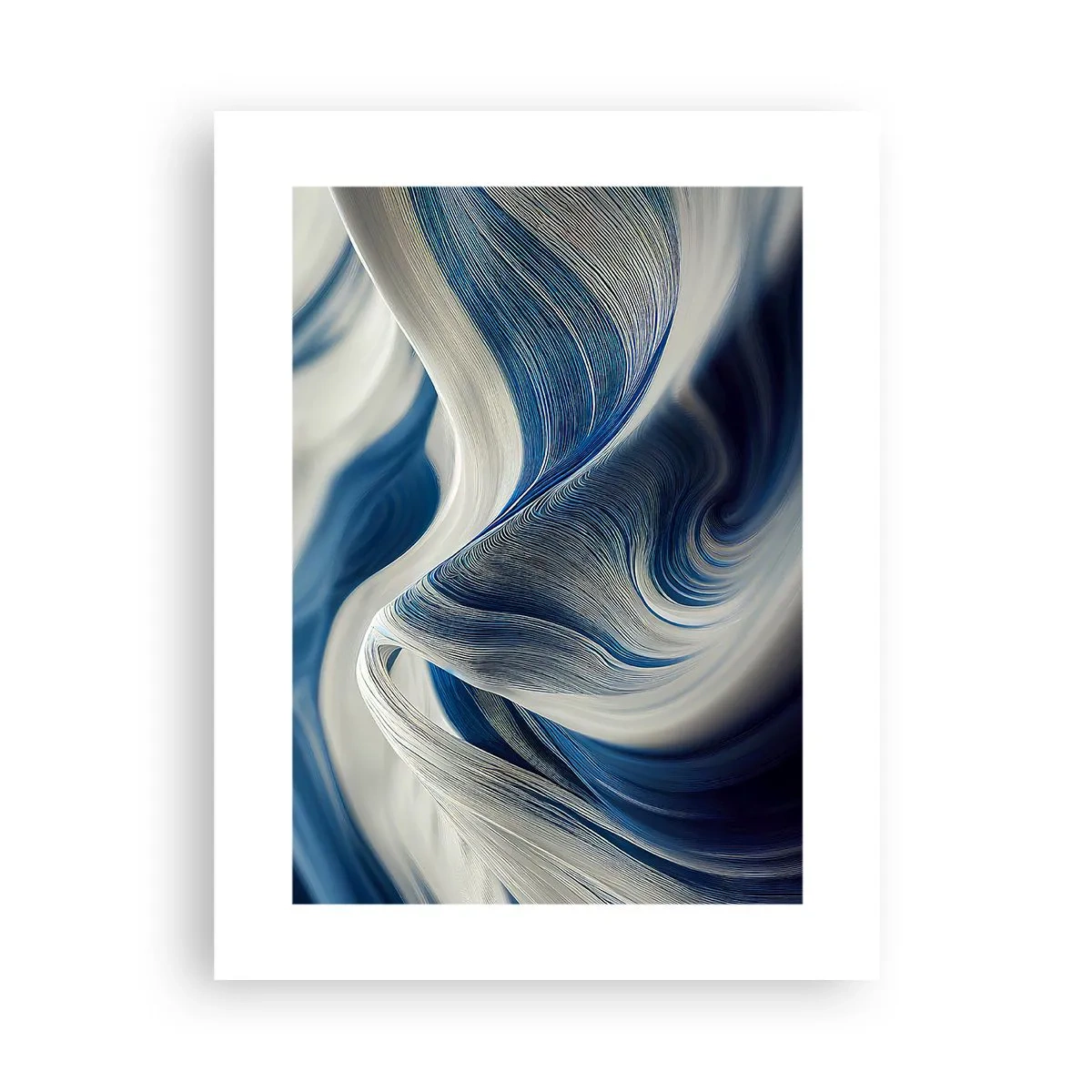 Plakat - Flydende blå og hvide farver - 30x40 cm