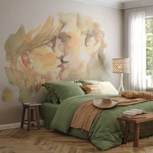 Fototapet Standard Eco - Den fundne halvdel? - Forelsket par, Kys, Stykke - 350x256 cm