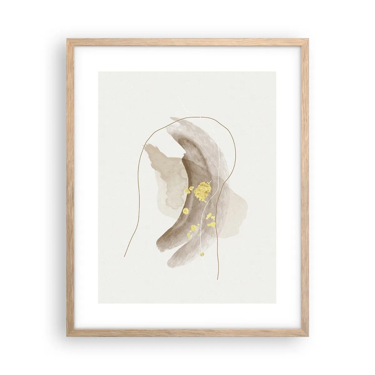 Plakat i ramme af lyst egetræ - Mødt i rummet - 40x50 cm