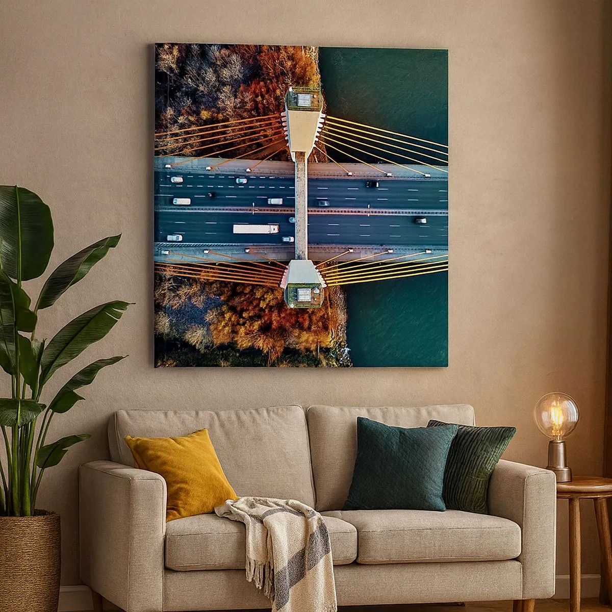 Lærredstryk - Billede på lærred - Bag vandet, bag skovene - 30x30 cm