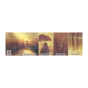 Prøve Fototapet Premium Sand - Jeg føler, at der er nogen, der kigger på mig - Abstraktion, Kvinde, Gå i regnen - 100x30 cm
