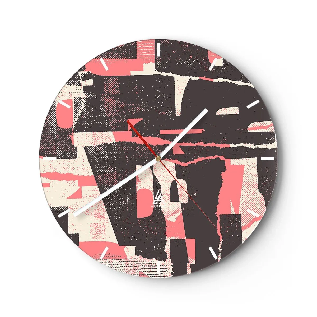 Vægur, Uret - Geometrisk abstraktion i pink, creme og brun - 30x30cm - Al trængsel og travlhed - Moderne vægdekoration til stue, køkken og soveværelse ARTTOR