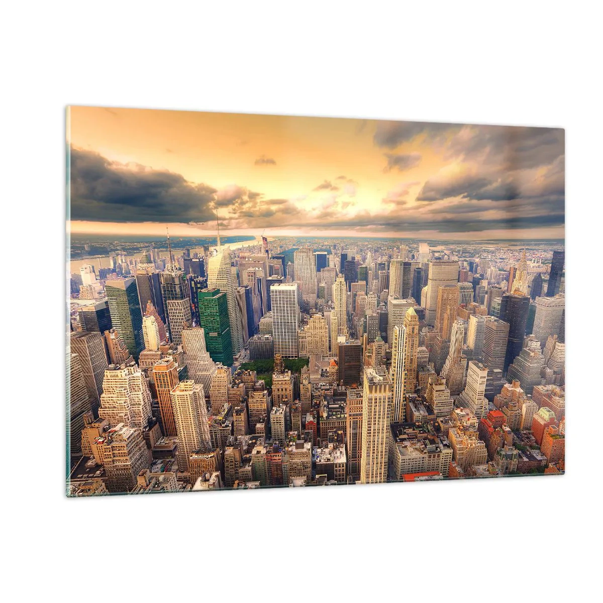 Billede på glas - En forgyldt metropol - 120x80 cm
