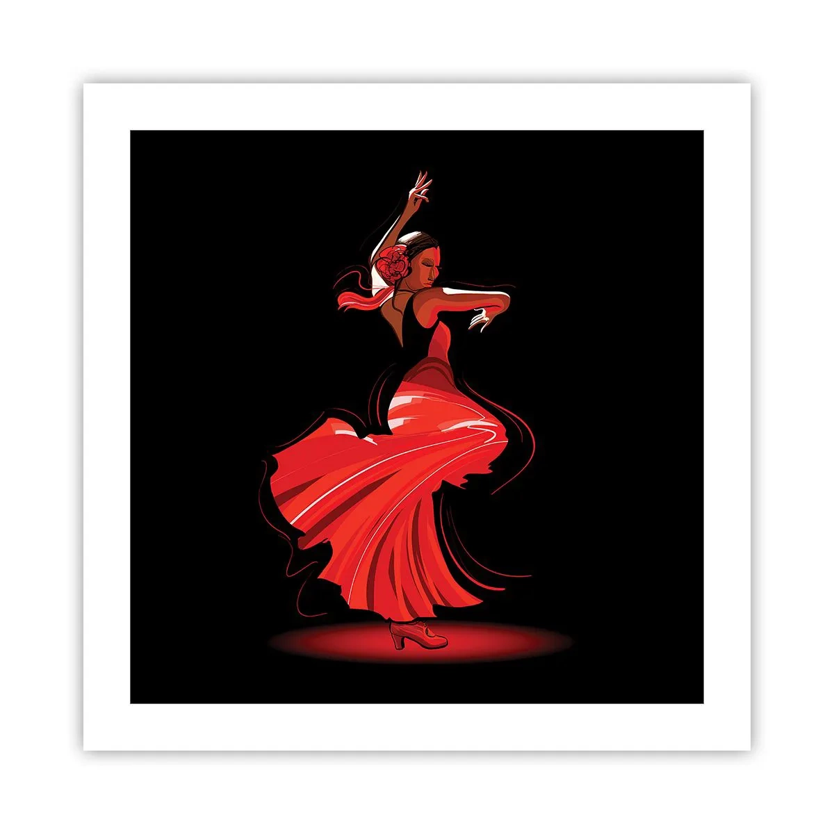 Plakat - Flamencoens brændende ånd - 50x50 cm
