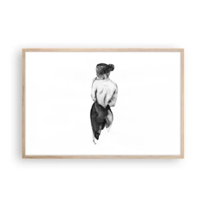 Plakat i ramme af lyst egetræ - Med hende forsvinder verden - 91x61 cm