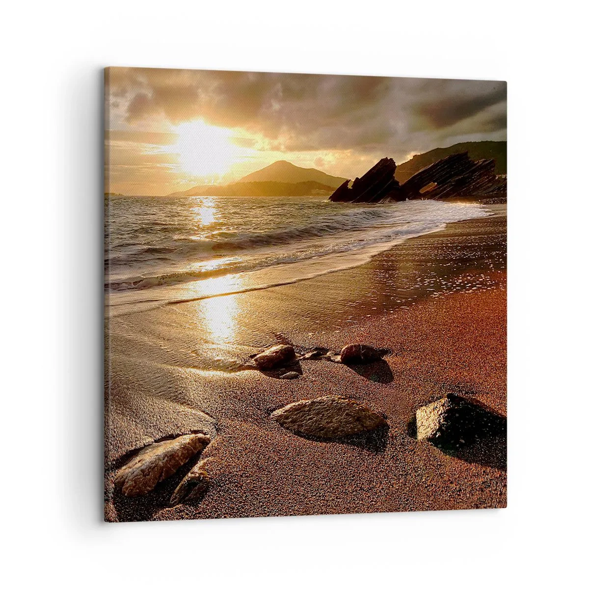 Lærredstryk - Billede på lærred - Følg solen til bjergene - 50x50 cm